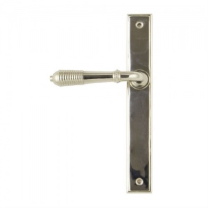 Reeded Slimline Sprung Lever Door Handle on Various Backplates